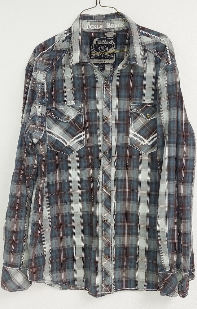 Mens Buckle Long Sleeve Button Up Shirt